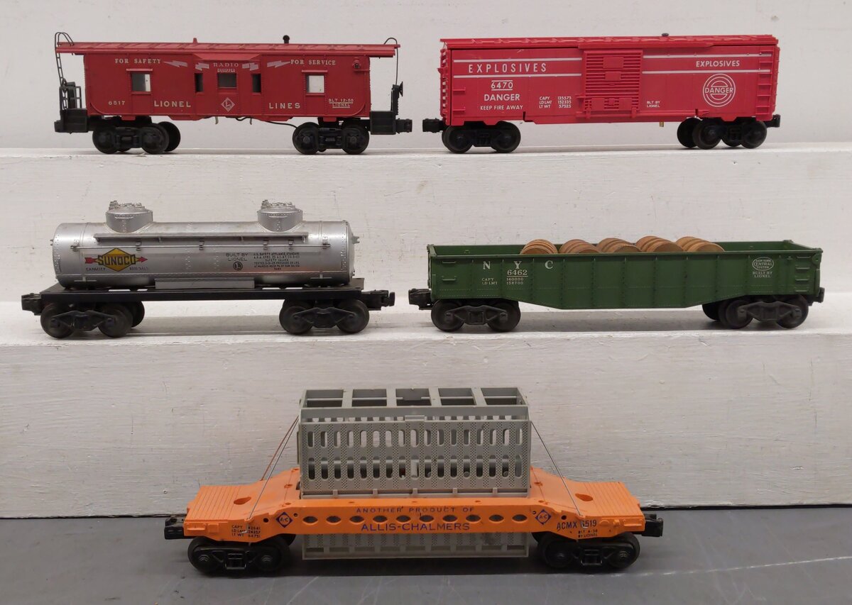 Lionel Vintage O Gauge Freight Cars: 6519, 6470, 6465, 6517, 6462 [5] EX