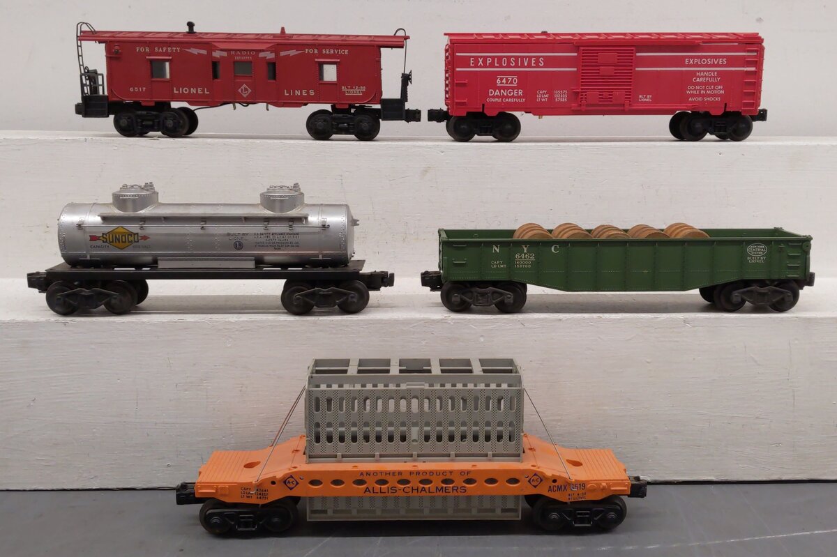 Lionel Vintage O Gauge Freight Cars: 6519, 6470, 6465, 6517, 6462 [5] EX