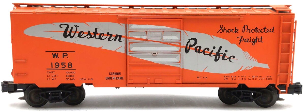 Weaver 1958 Western Pacific (Orange) Boxcar EX/Box