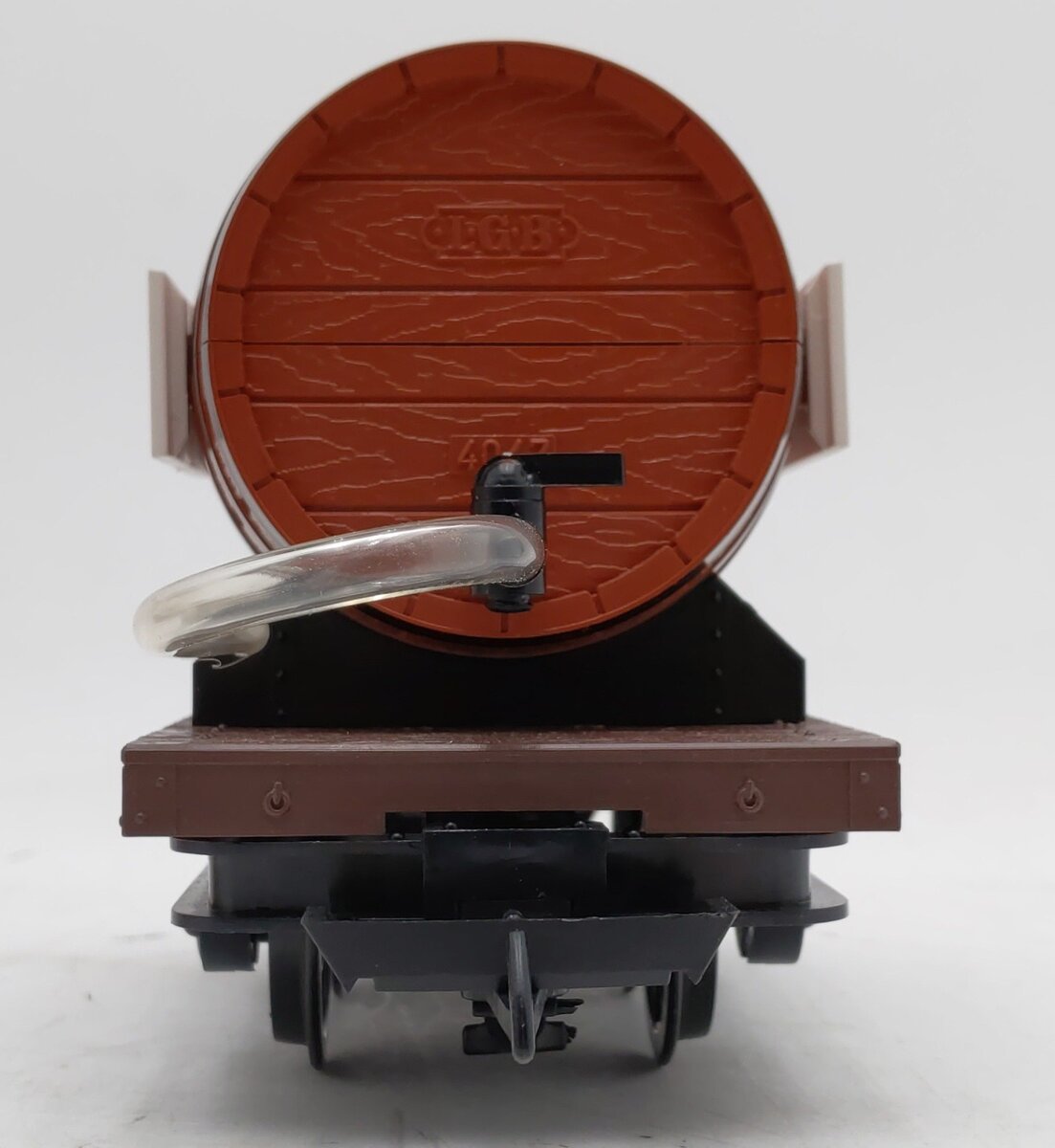 LGB 4047 G Scale Flatcar with Ferdinand Pieroth Whiskey Barrel EX/Box