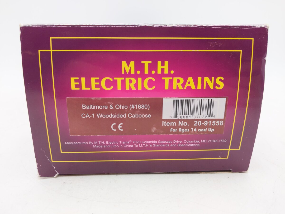 MTH 20-91558 Baltimore & Ohio CA-1 Wood Caboose #C1680 EX/Box