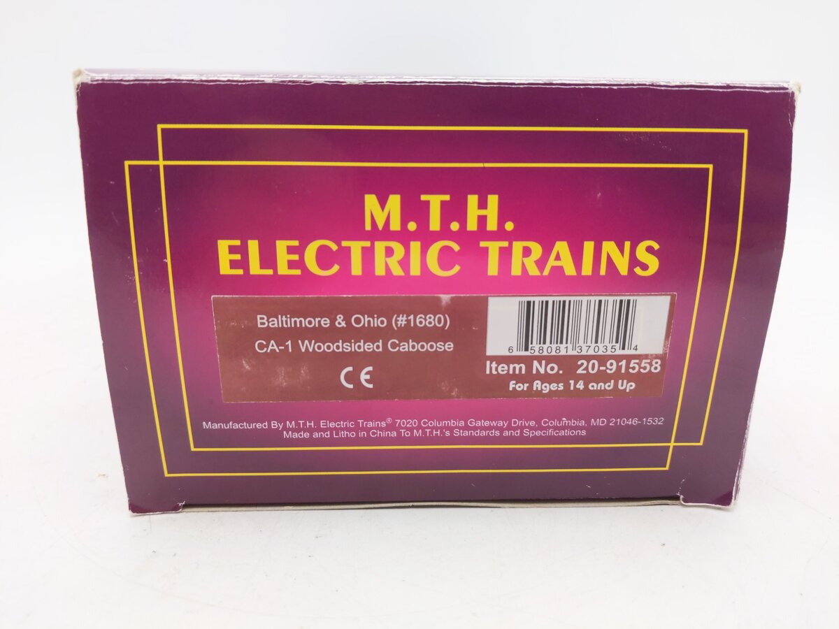 MTH 20-91558 Baltimore & Ohio CA-1 Wood Caboose #C1680 EX/Box