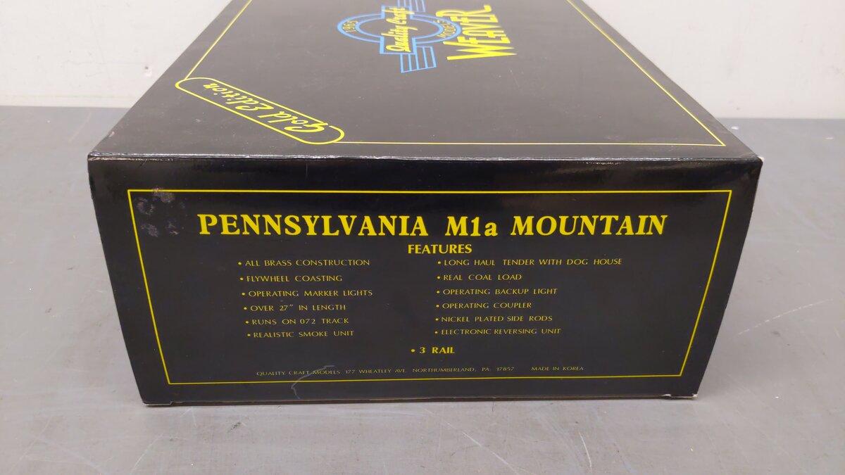 Weaver 6755 BRASS PRR 4-8-2 M1a Mountain Steam Engine & Tender #6755 (3 Rail) EX/Box