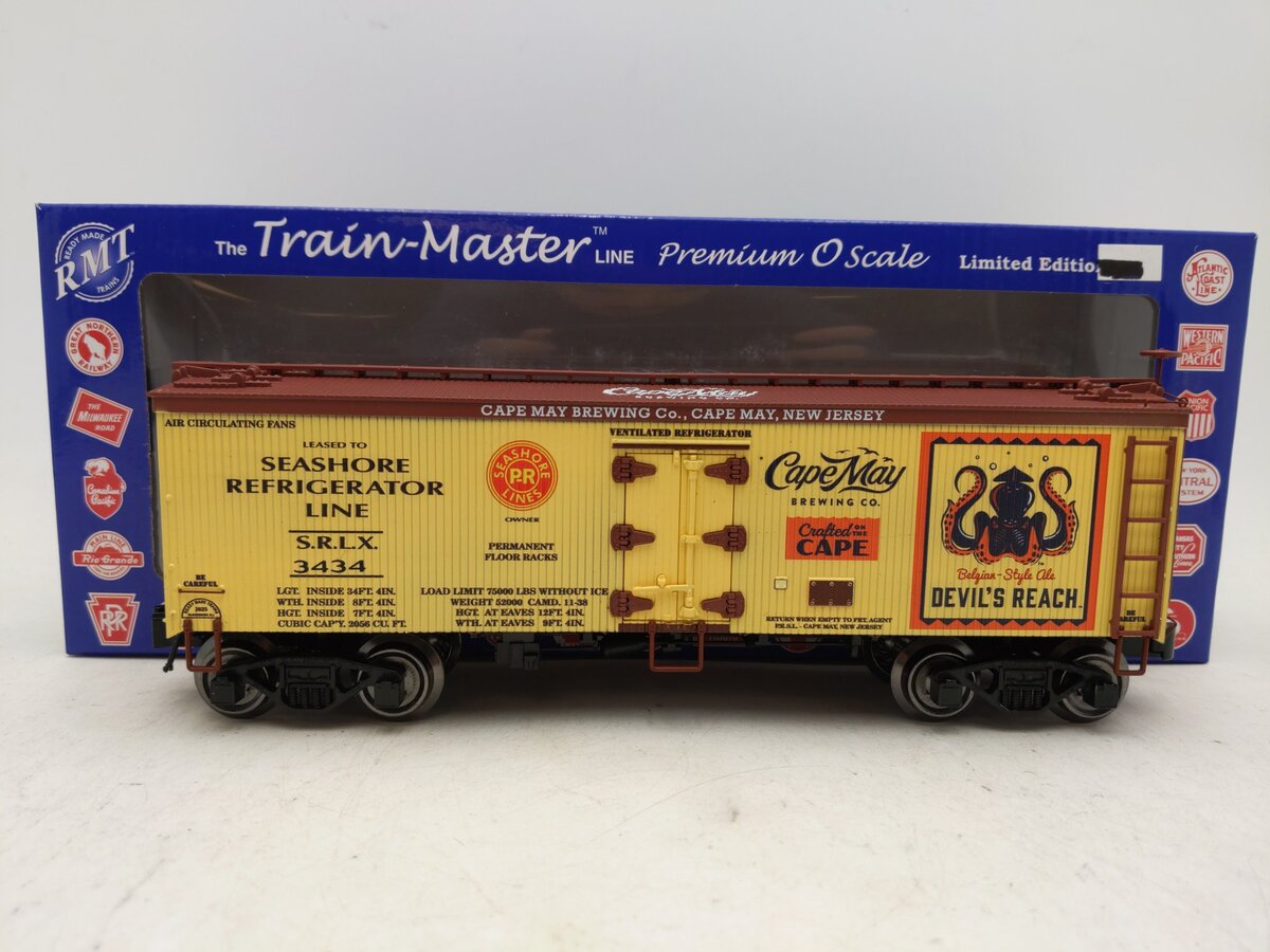 RMT 86199-188-3 O Gauge Cape-May Brewing Devils Reach Beer Woodside Reefer Car EX/Box