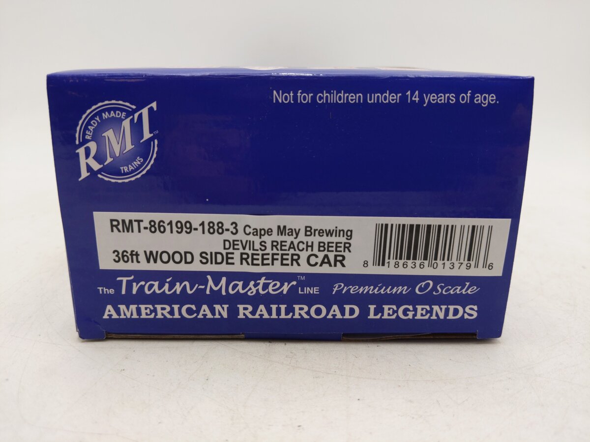 RMT 86199-188-3 O Gauge Cape-May Brewing Devils Reach Beer Woodside Reefer Car EX/Box