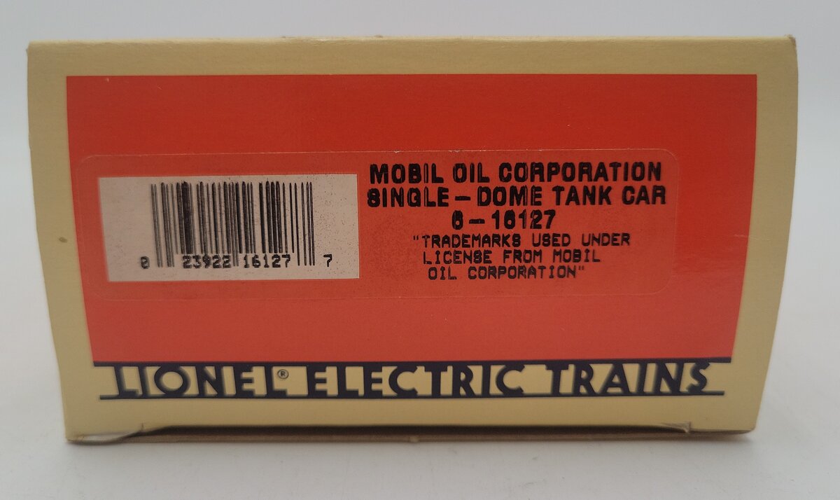 Lionel 6-16127 O Gauge Mobil Oil Corporation Single-Dome Tank Car EX/Box