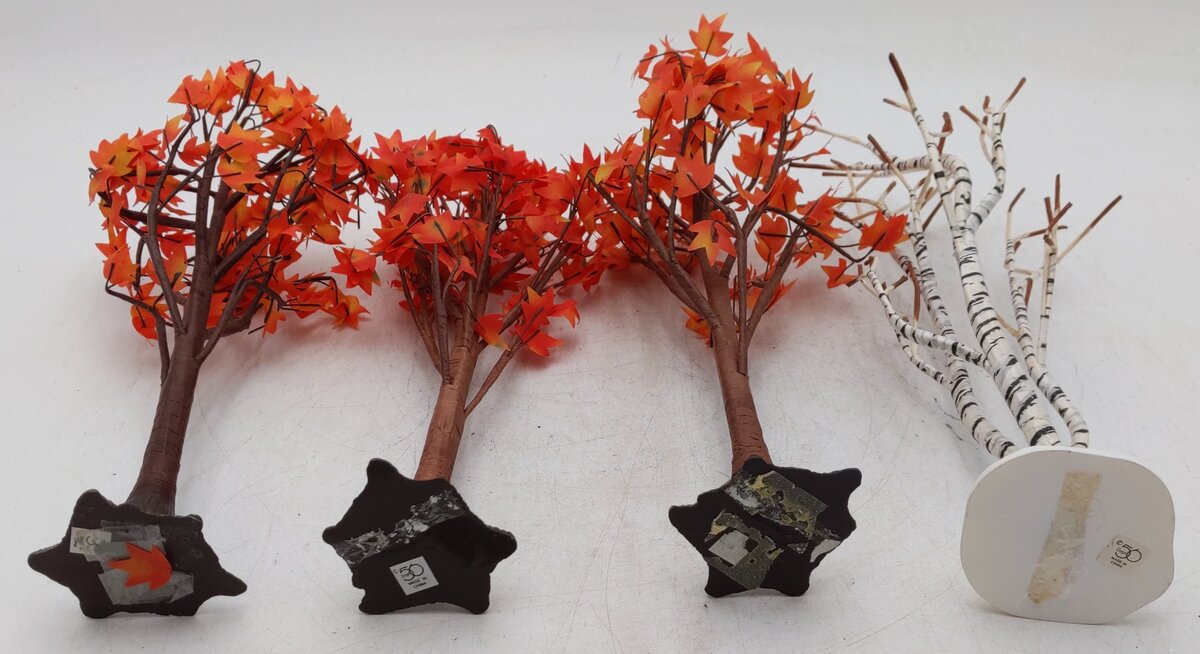 Dept 56 Assorted Fall Trees w/ Flexible Vinyl Branches [4] EX