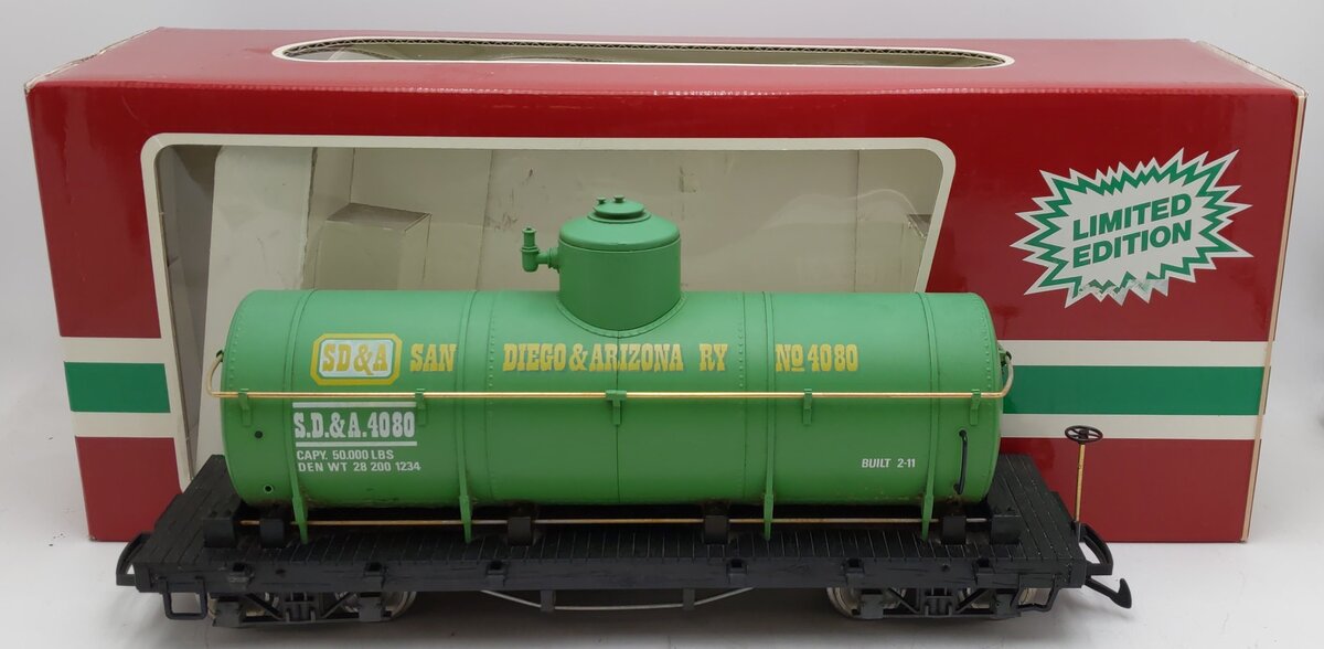 LGB 4080-Y05 G Scale San Diego & Arizona Tank Car (Metal Wheels) VG/Box