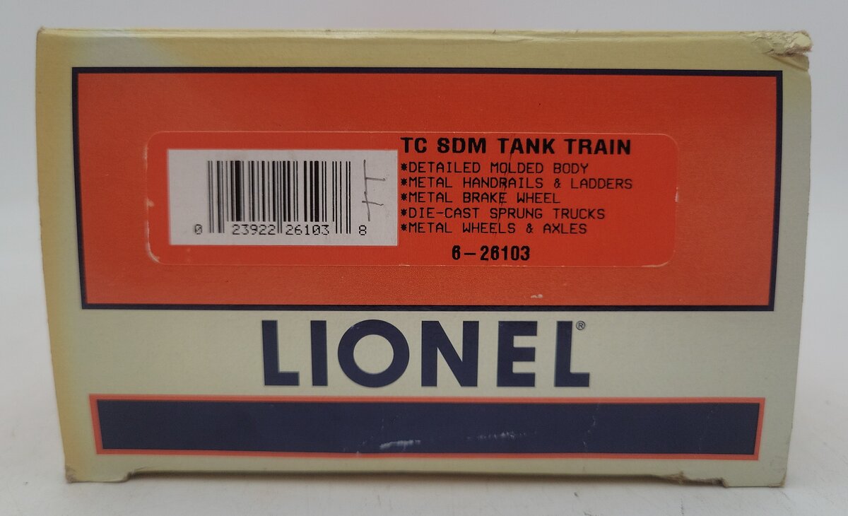Lionel 6-26103 O Gauge GATX Tank Train Single Dome Tank Car EX/Box