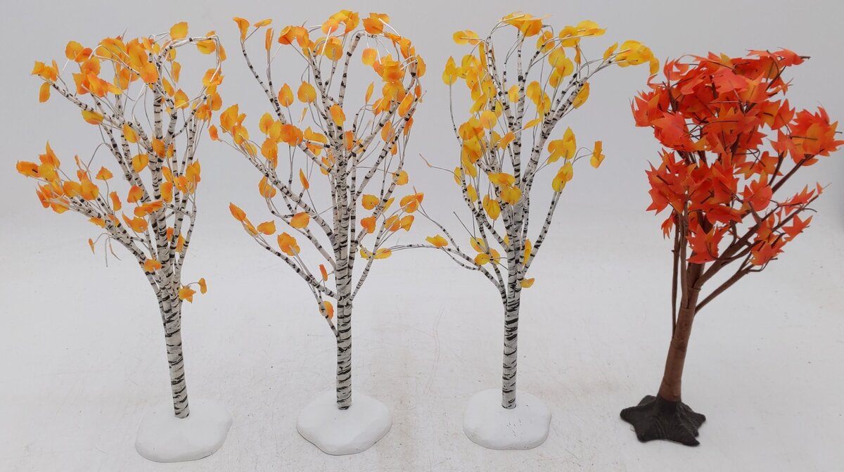 Dept 56 Assorted Fall Trees w/ Flexible Vinyl Branches  [4] EX