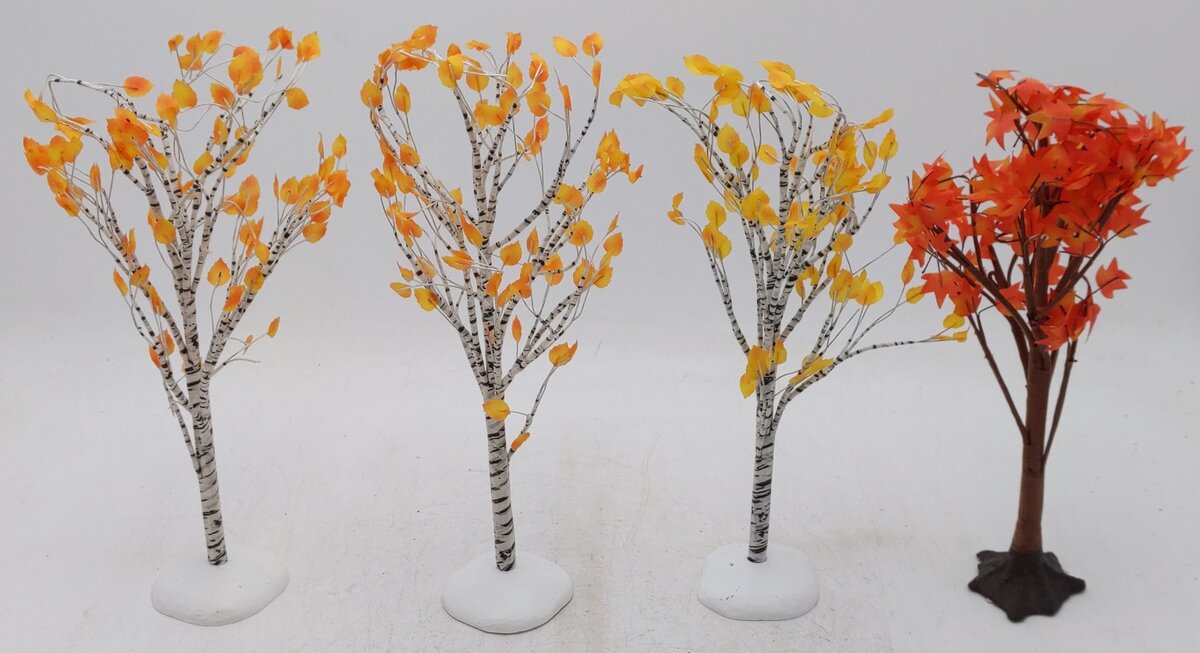 Dept 56 Assorted Fall Trees w/ Flexible Vinyl Branches  [4] EX