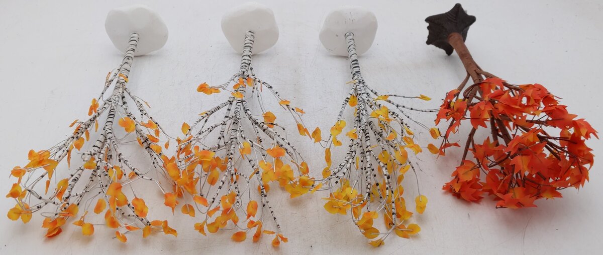 Dept 56 Assorted Fall Trees w/ Flexible Vinyl Branches  [4] EX