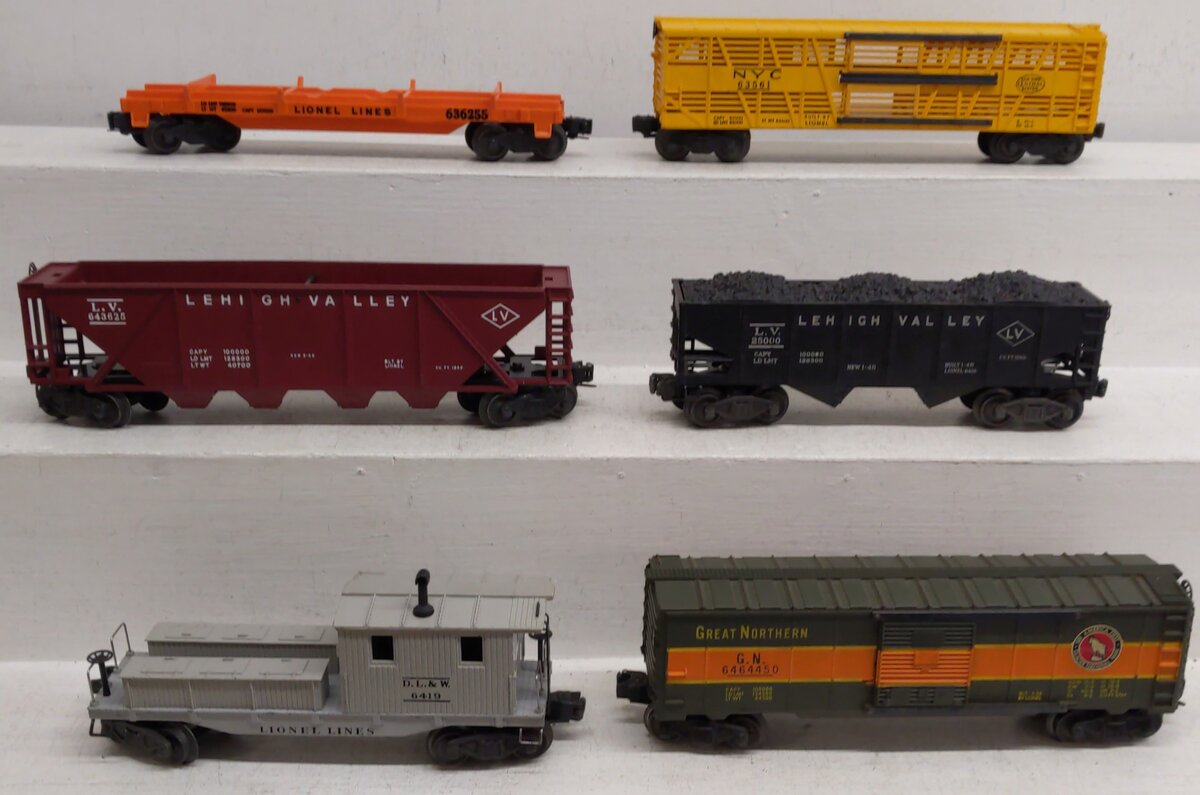 Lionel Vintage O Freight Cars #636255,6419,6464450,643625,25000,63561 [6] VG