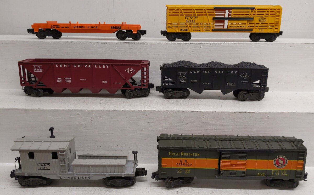 Lionel Vintage O Freight Cars #636255,6419,6464450,643625,25000,63561 [6] VG