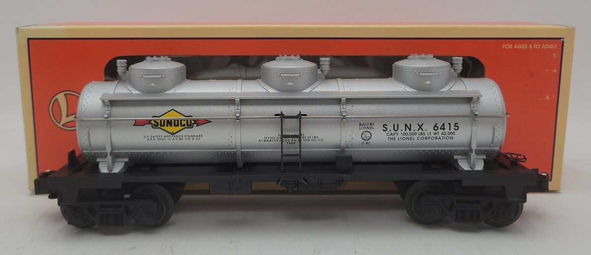 Lionel 6-16152 O Gauge Sunoco 3-Dome Tank Car #6415 EX/Box