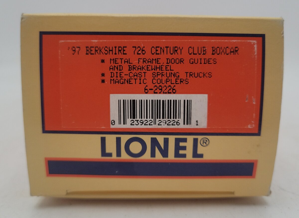 Lionel 6-29226 O Gauge 726 Berkshire Century Club Boxcar #726 EX/Box