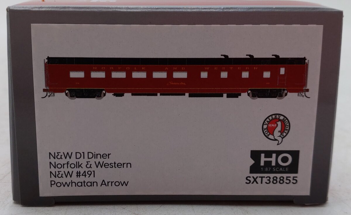 Fox Valley Models SXT38855 HO Scale Norfolk & Western Dining Passenger Car #491 EX/Box
