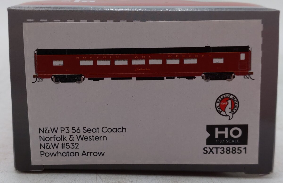 Fox Valley Models SXT38851 HO Scale Norfolk & Western Coach Passenger Car #532 EX/Box