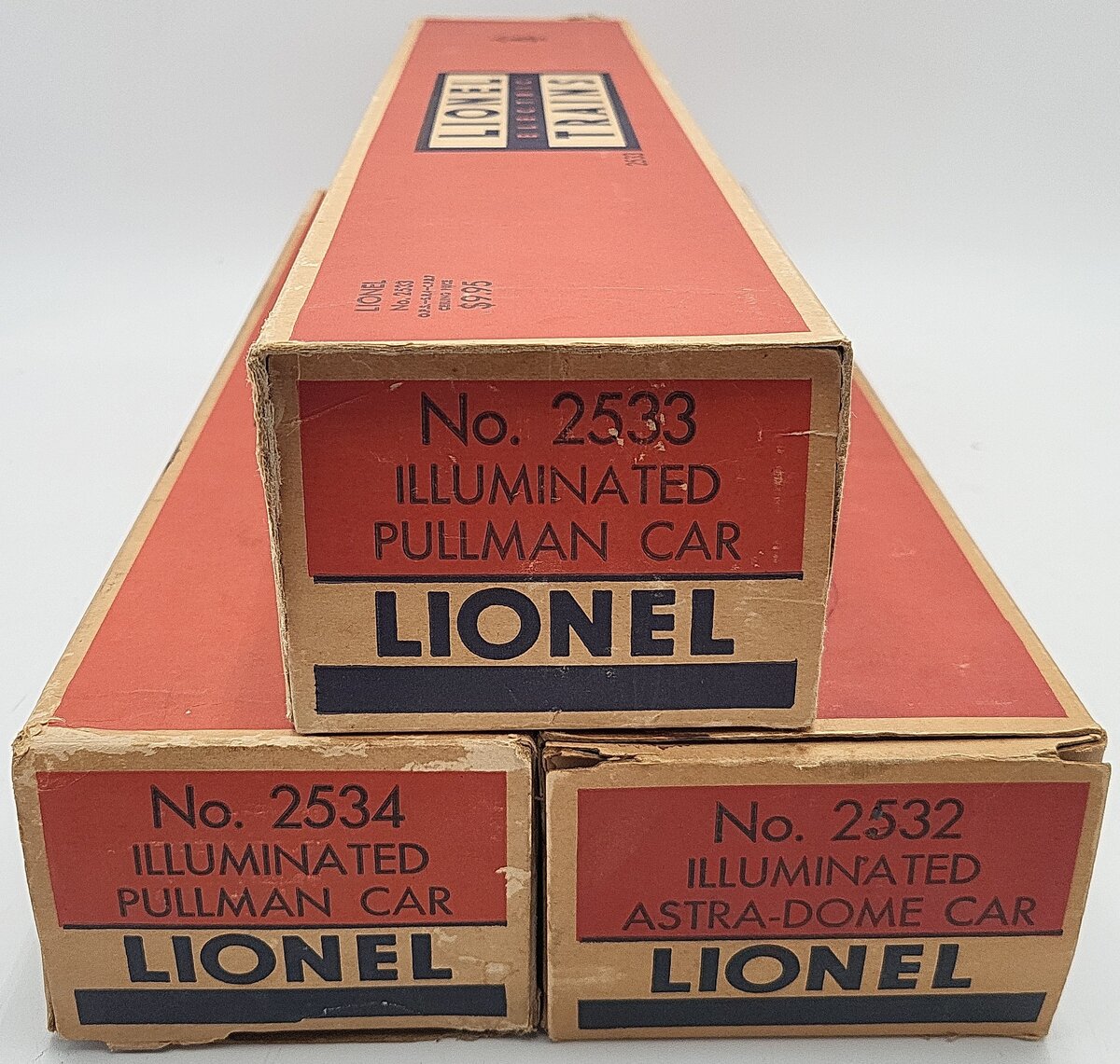 Lionel O Vintage Lionel Lines Aluminum Passenger Cars: 2532, 2533, 2534 [3] EX/Box
