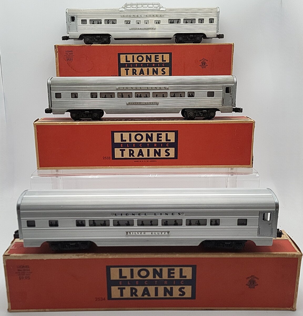 Lionel O Vintage Lionel Lines Aluminum Passenger Cars: 2532, 2533, 2534 [3] EX/Box