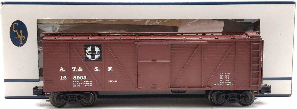 Crown OB-100 O Gauge Santa Fe Outside Braced Boxcar #128905 VG/Box