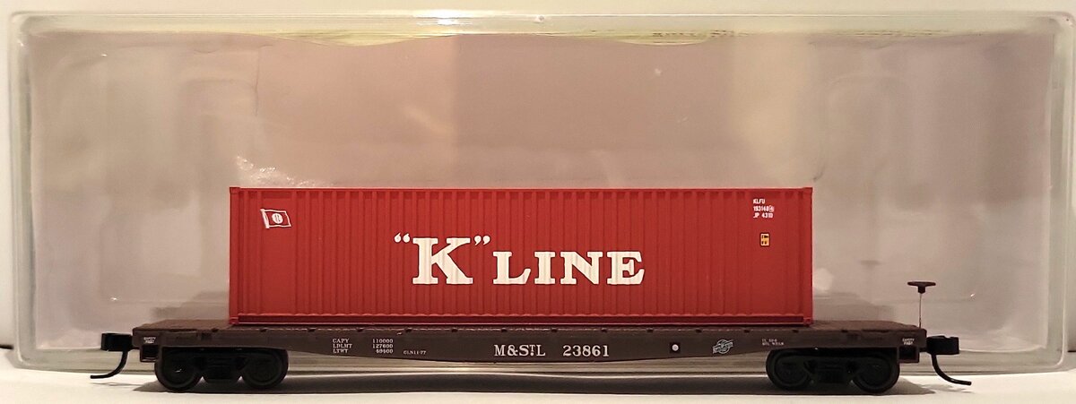 Walther N Scale K-Line 40' Hi-Cube Container & MSTL Flat Car #23861 LN/Box
