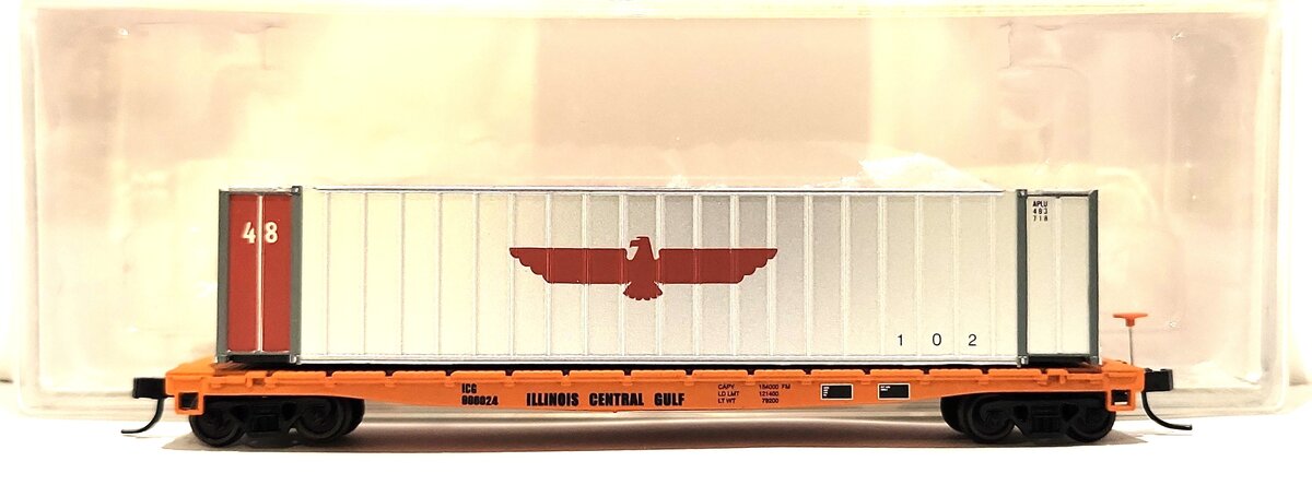 Walthers 933-3456 & 932-8221 N APC 48' Ribbed Container & ICG Flat Car #906024 LN/Box