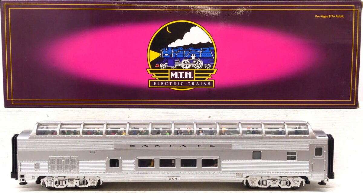 MTH 20-6743 O Gauge Santa Fe Vista Dome Passenger Car #508 VG/Box