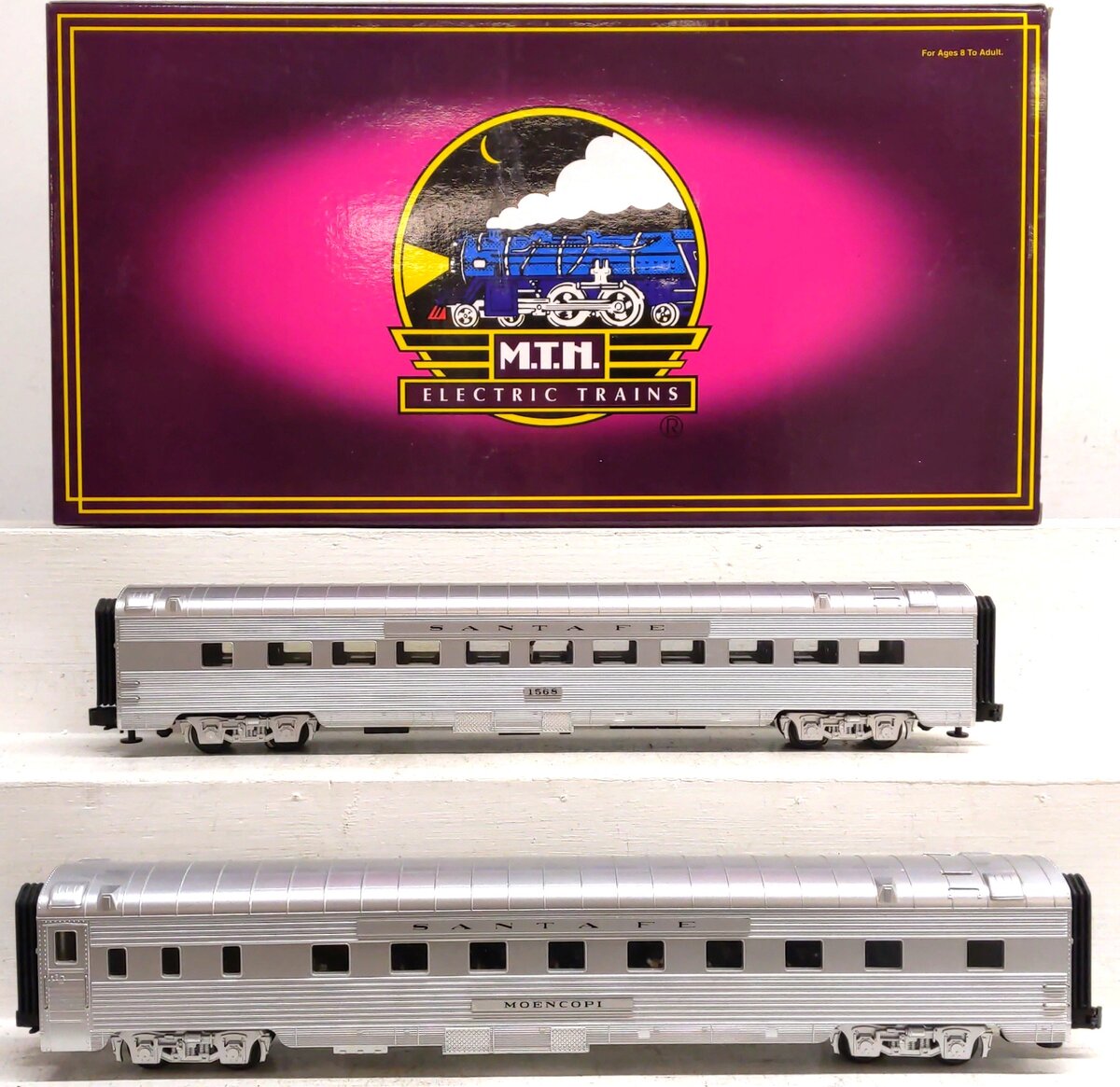 MTH 20-6643 O Santa Fe 70' Streamlined Slpr/Diner Passenger Car Set (Set of 2) EX/Box