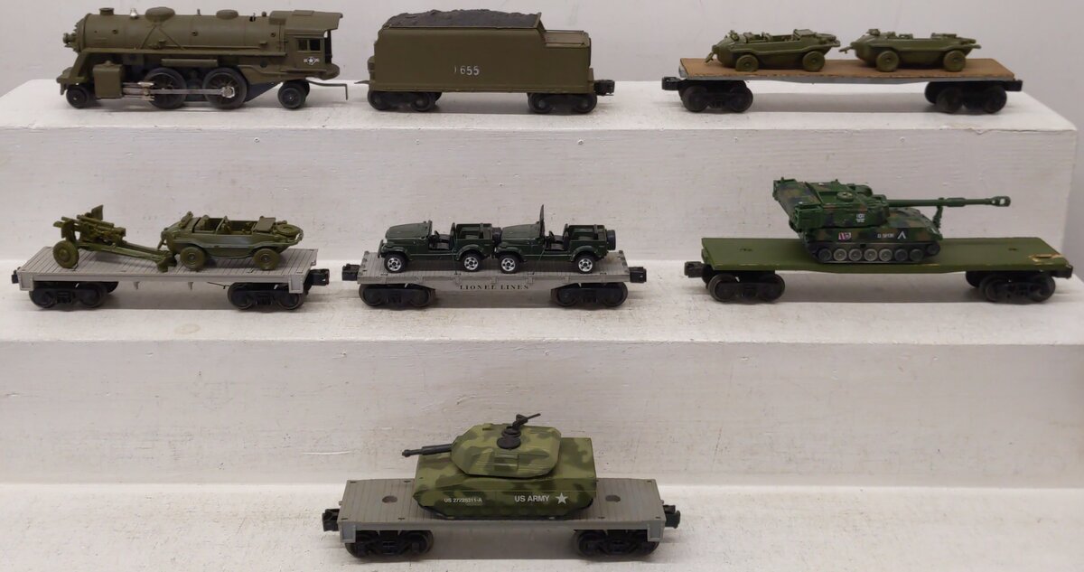 Lionel & Others O Gauge Assorted Custom Military Locomotive & Freight Cars [7]