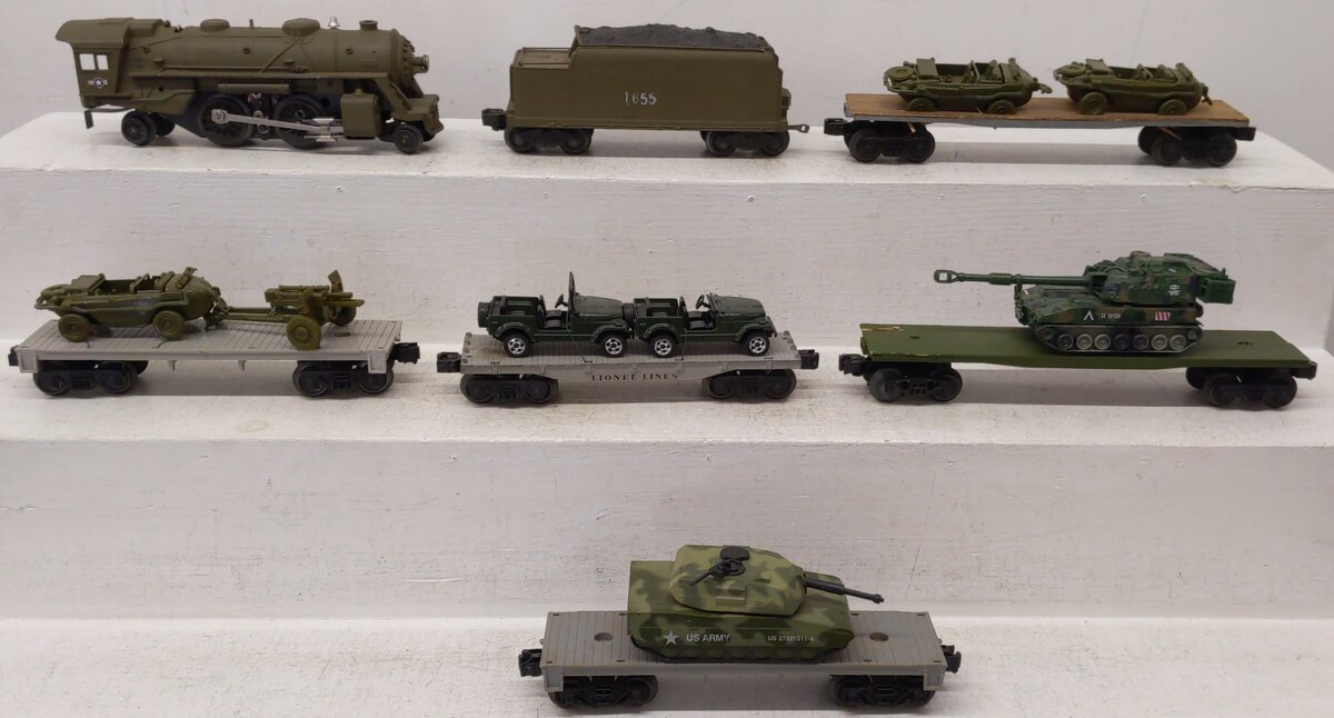 Lionel & Others O Gauge Assorted Custom Military Locomotive & Freight Cars [7]