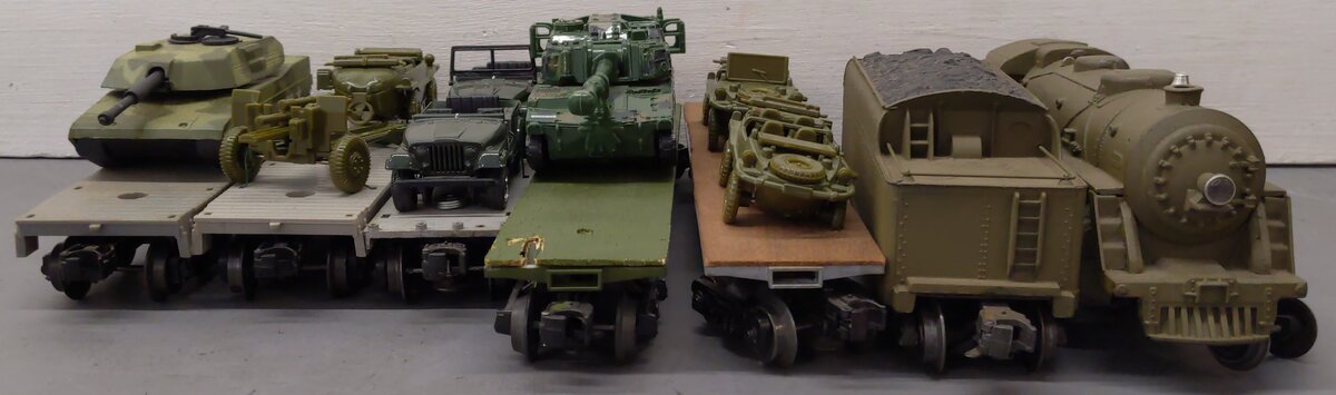 Lionel & Others O Gauge Assorted Custom Military Locomotive & Freight Cars [7]