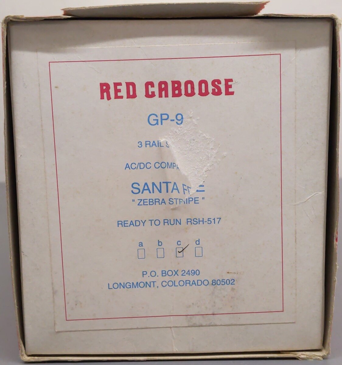 Red Caboose RSH-517 O Scale 3 Rail GP-9 Santa Fe "Zebra Stripe" #723 VG/Box