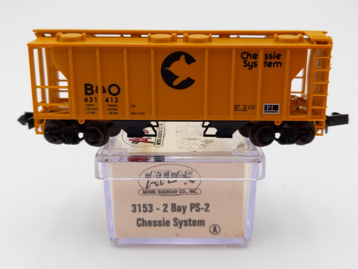 Atlas 3153 N Scale B&O Chessie System 2 Bay PS-2 Hopper #631412 LN/Box