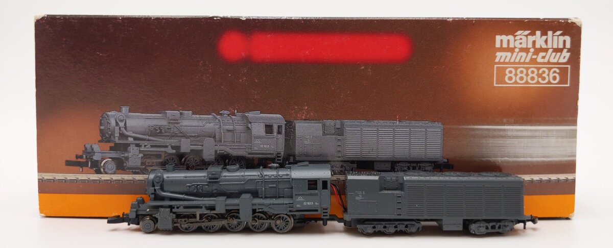 Marklin 88836 Z Scale German State RR Class 52 Steam Freight Locomotive & Tender EX/Box