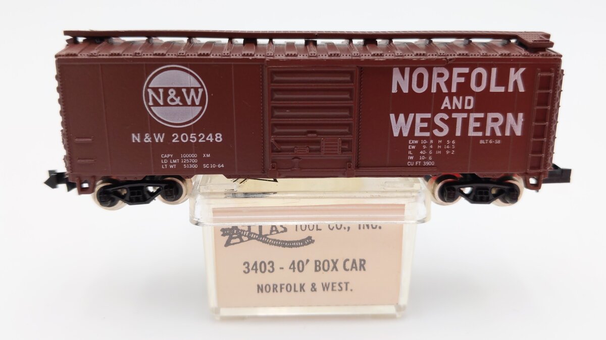 Atlas 3403 N Scale Norfolk & Western 40' Boxcar #205248 LN/Box