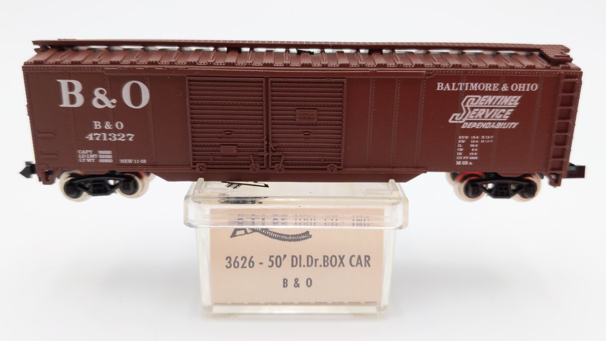 Atlas 3626 N Scale Baltimore & Ohio 50' Double Door Boxcar #471327 LN/Box