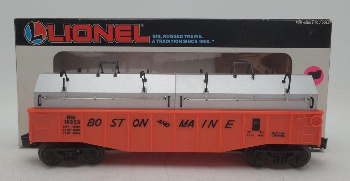 Lionel 6-16353 O Gauge Boston & Maine Gondola w/Coil Covers EX/Box