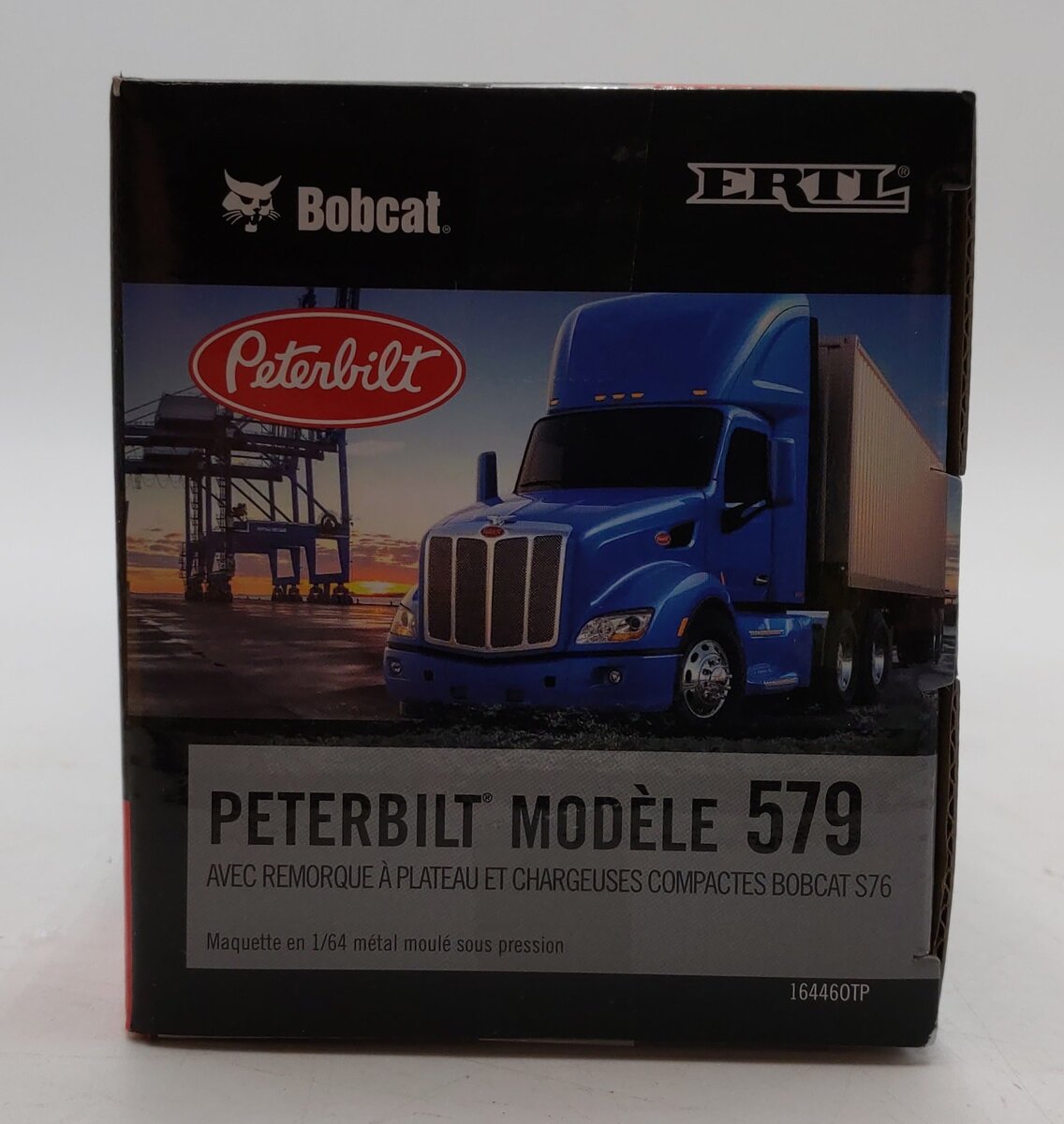 Ertl 1:64 Scale Peterbilt Model 579 W/ Flatbed Trailer & Bobcat S76 Skid-Loader NIB