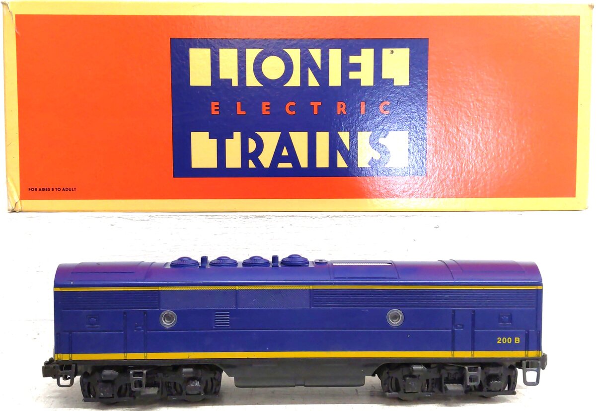 Lionel 6-18122 O Santa Fe F3 Blue/Yellow Non-Powered Diesel B-Unit w/RS II #200B EX/Box