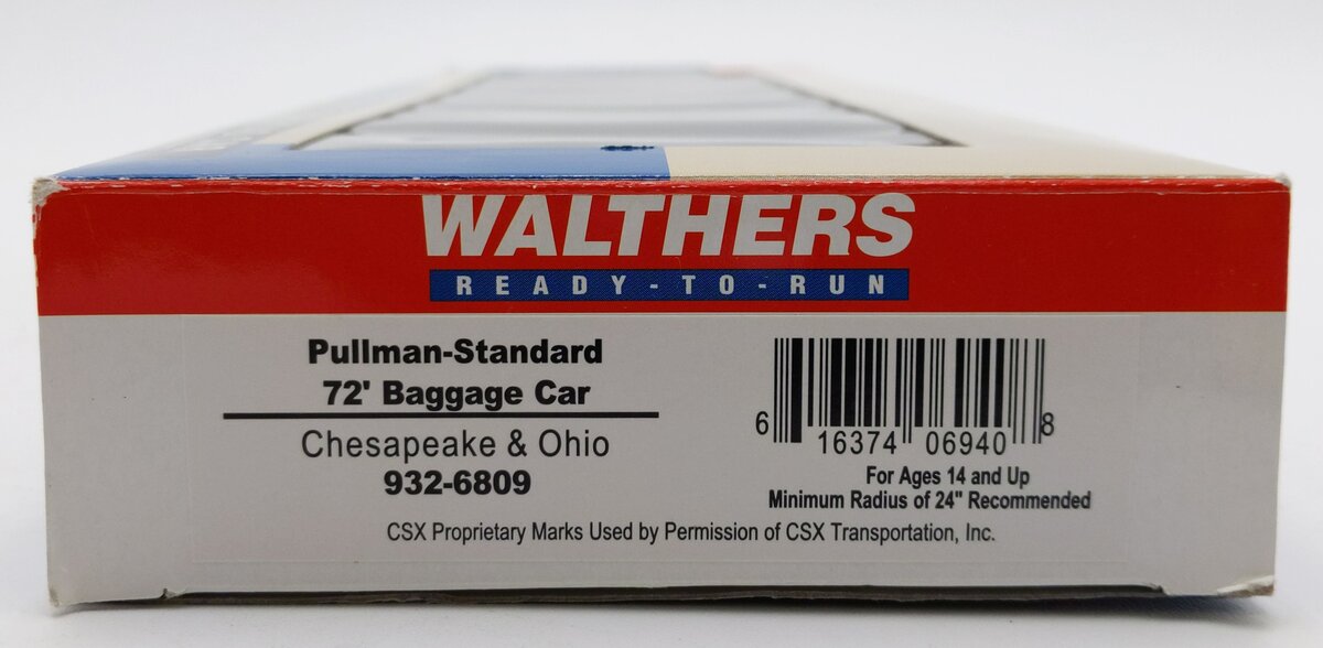 Walthers 932-6809 HO Scale Chesapeake & Ohio Pullman-Standard 72' Baggage Car LN/Box