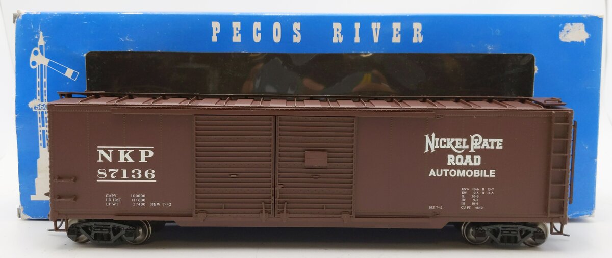 Pecos River SB-0114-4 O Nickel Plate Road Double Boor Boxcar (2-Rail) #87136 EX/Box