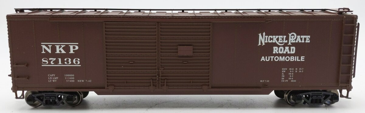 Pecos River SB-0114-4 O Nickel Plate Road Double Boor Boxcar (2-Rail) #87136 EX/Box