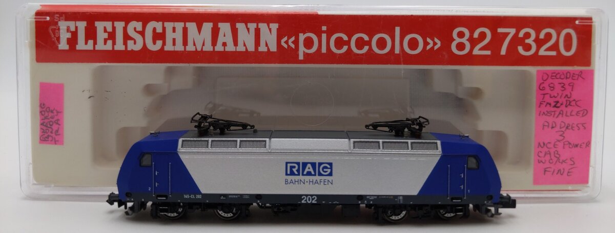 Fleischmann 827320 N Scale RAG Bahn-Hafen Electric Locomotive w/DCC #202 LN/Box