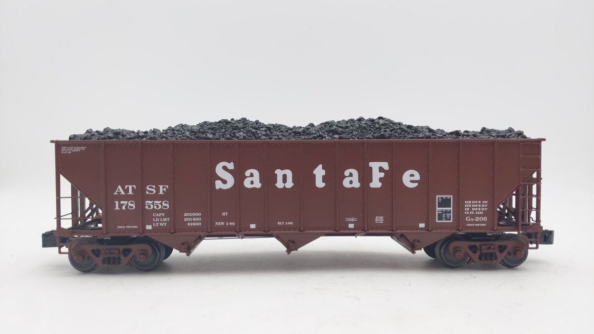 Lionel 6-27167 O Gauge Santa Fe AT&SF 3-Bay Hopper With Coal Load #178558 EX/Box