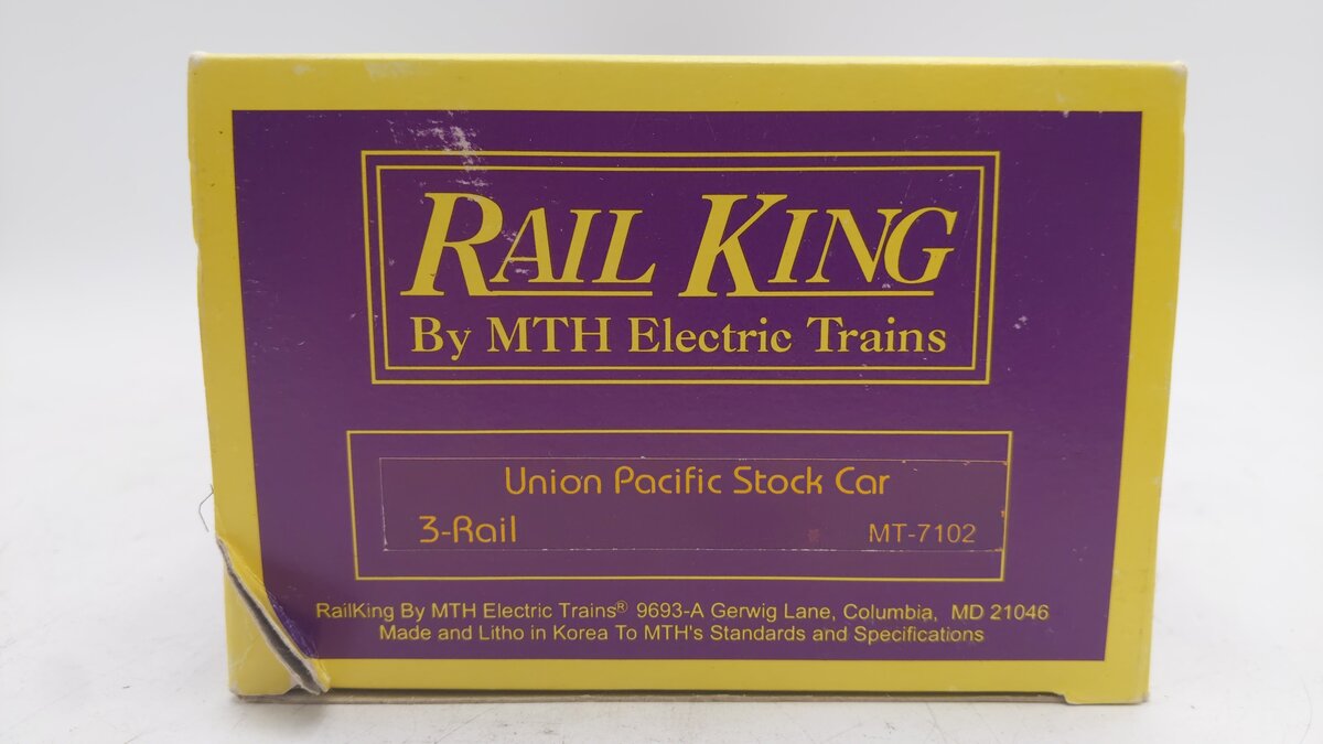 MTH 20-7102 O Gauge Union Pacific Stock Car #47729 EX/Box