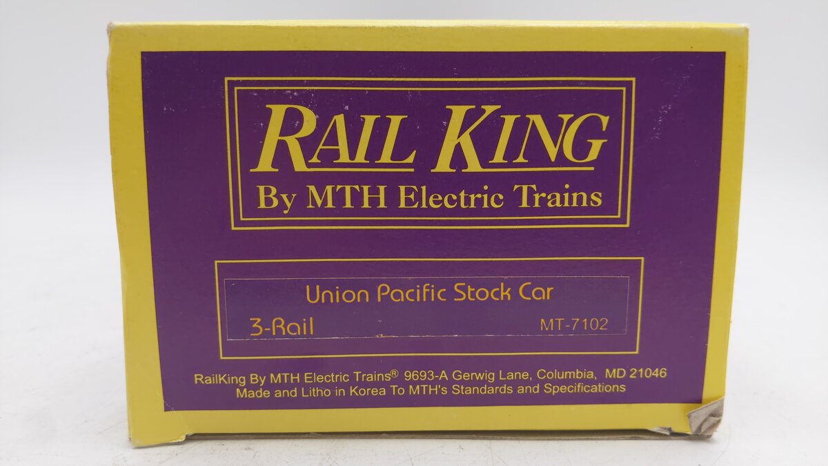 MTH 20-7102 O Gauge Union Pacific Stock Car #47729 EX/Box