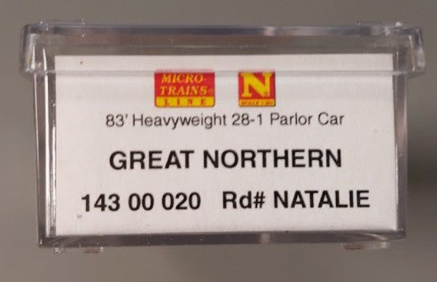 Micro-Trains 14300020 N Scale GN "Natalie" 28-1 Heavyweight Pullman Parlor Car EX/Box