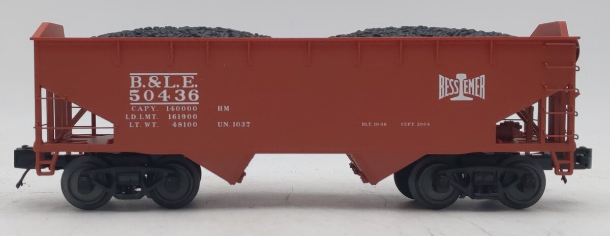 MTH 20-97817 O Bessemer & Lake Erie 2-Bay Offset-Side Steel Hopper 3-Rail #50436 NIB