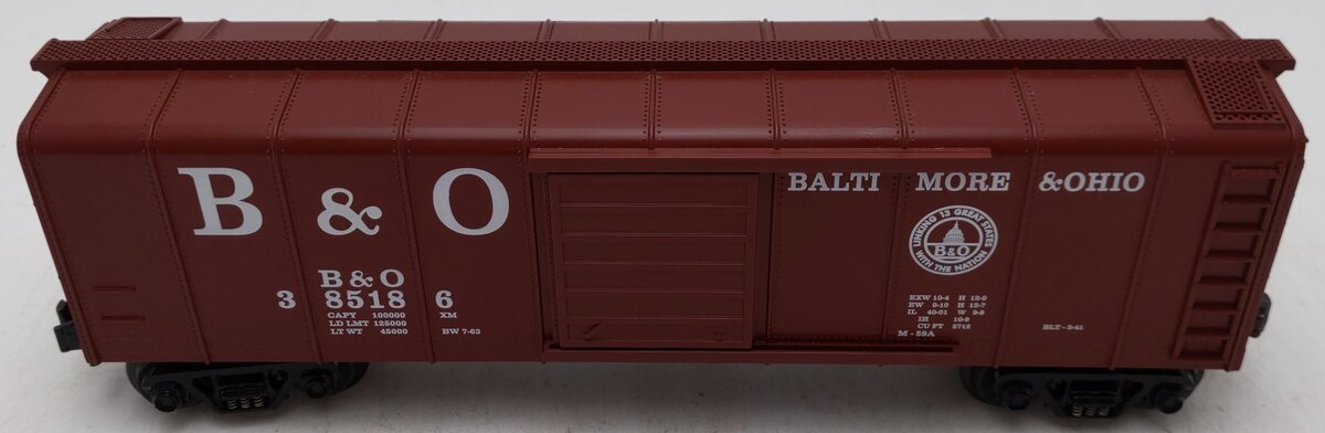MTH 30-7429 O Gauge Baltimore & Ohio Rounded Roof Boxcar #385186 EX